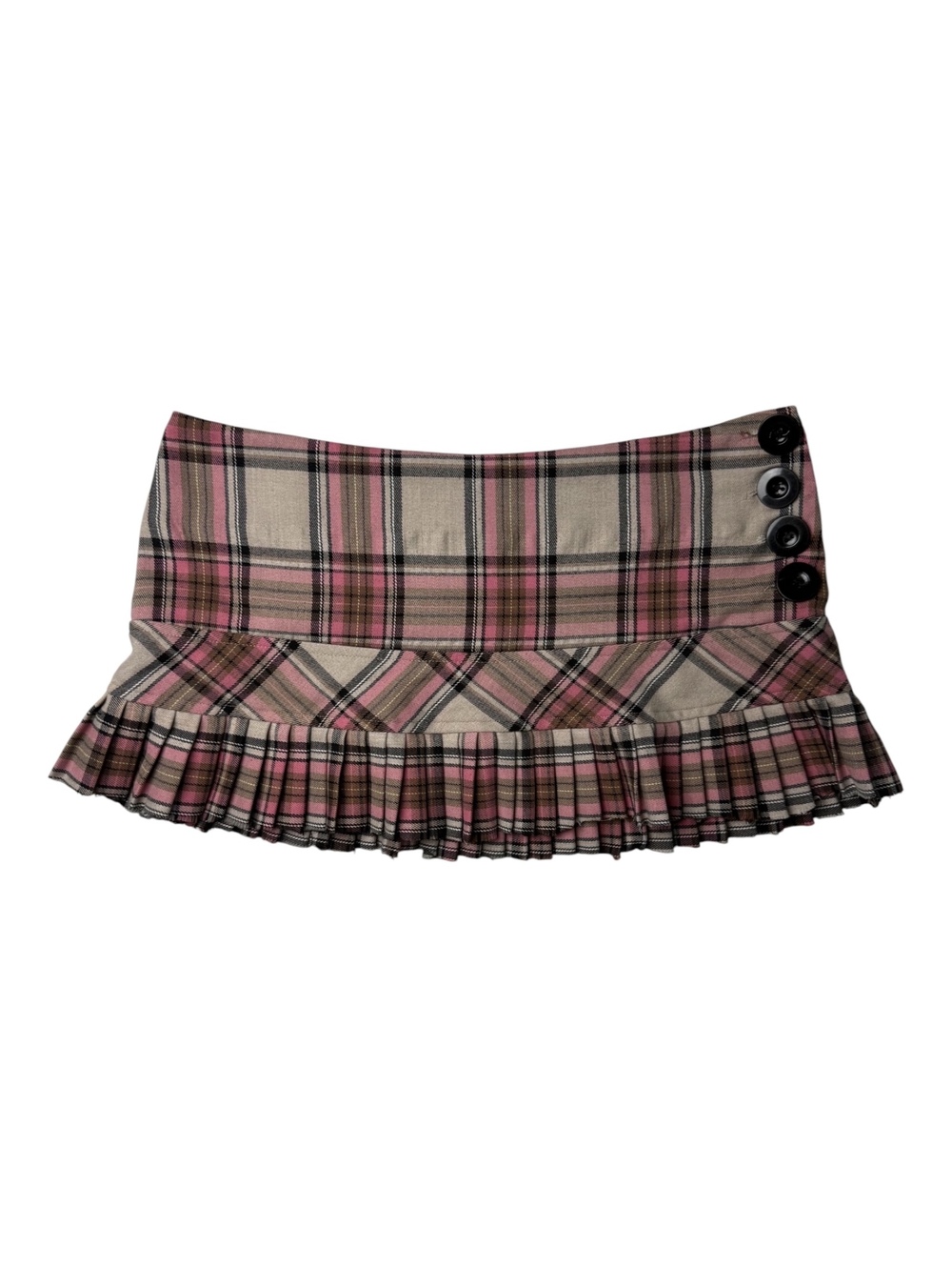 Necessary Objects Pink/Black Plaid Mini Skirt